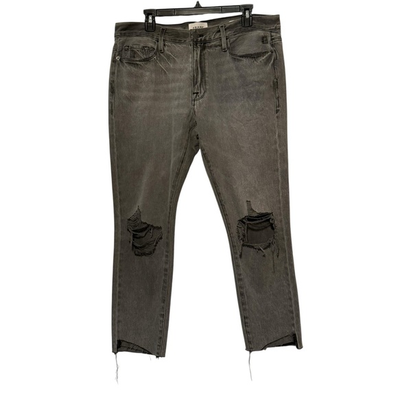 Frame Womens Le Garcon Ripped Cuff Step Hem Nonstretch Jeans 29 - Picture 7 of 16
